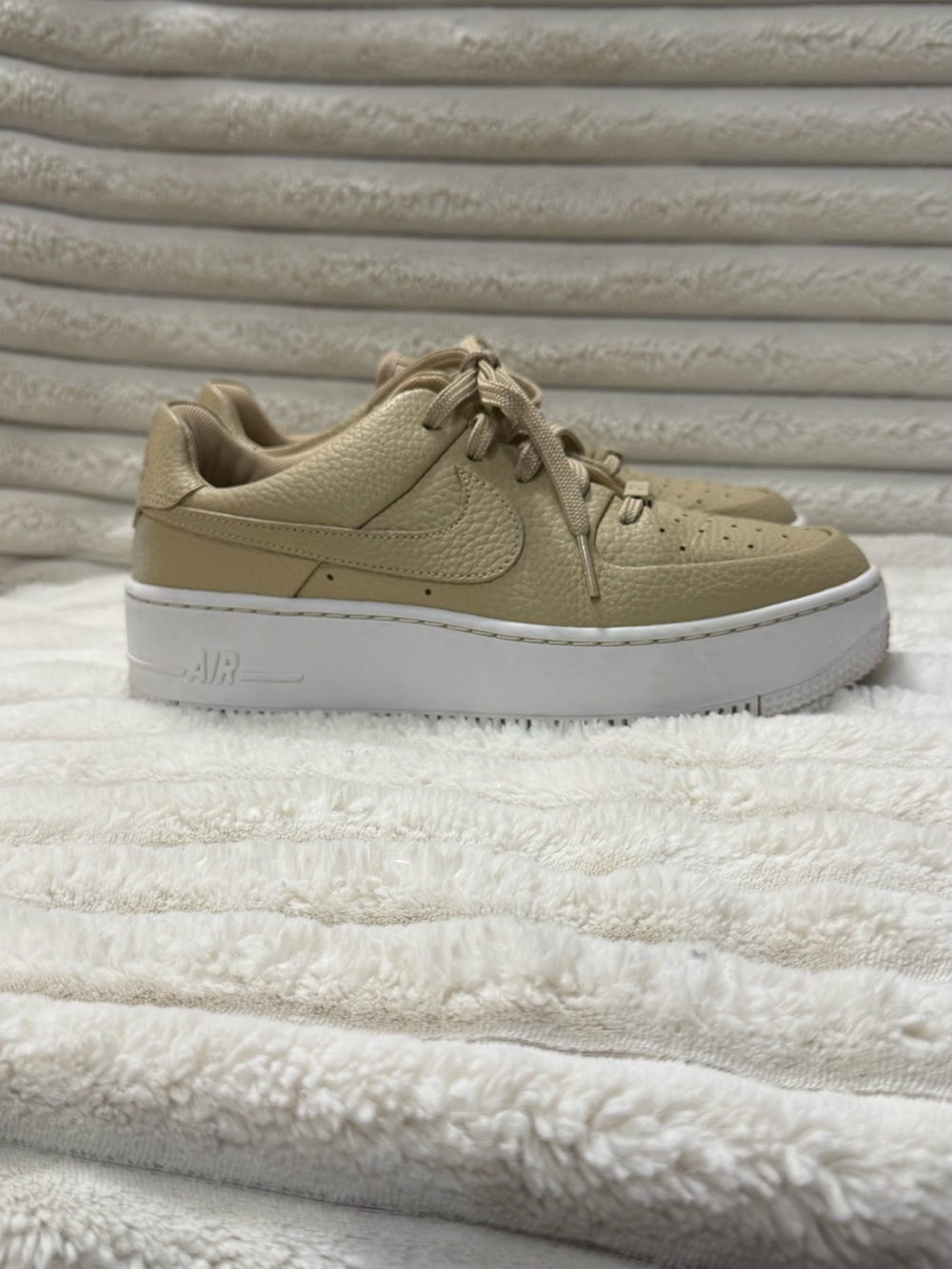 Nike Women’s Beige Platform Leather Sneakers